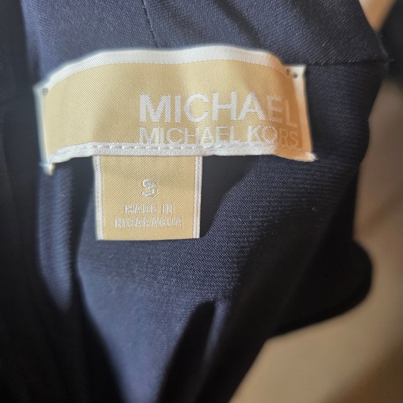 Michael Kors Sleeveless Drape Neck Ruched Zipper Top Navy Blue Size S - Picture 3 of 11